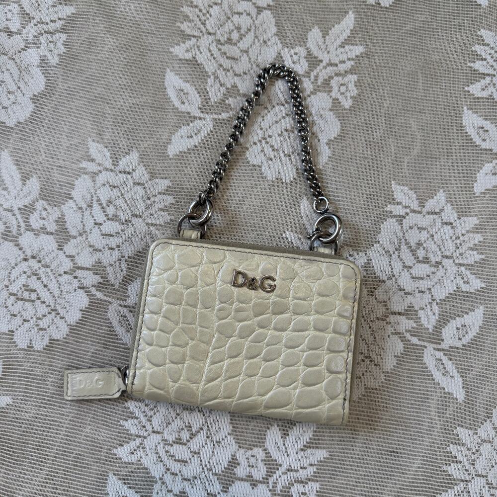 Vintage Dolce & Gabbana D&G Croc Embossed Chain Wallet